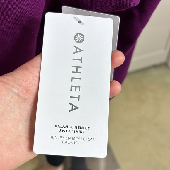 NWT Athleta Oversized Long Sleeve Balance Henley Sweatshirt in Exotic Fuchsia 3X - Picture 12 of 13